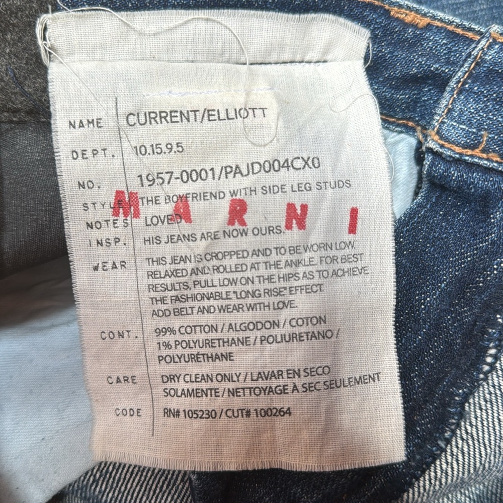 MARNI Current Elliott Embellished Belted Jeans 24 - Picture 6 of 7